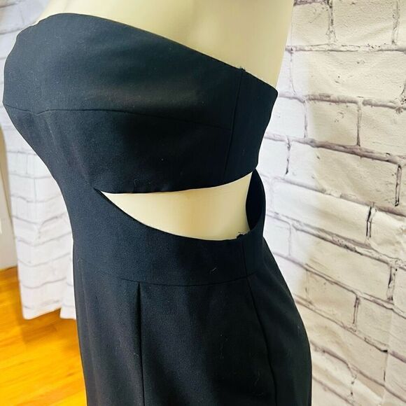 Black Halo Roxy Womens Black Knee Length Strapless Cut Out Sheath Dress Size 4 - Picture 5 of 12